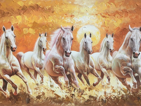 Noida, Household Items, Running Horses Vastu Canvas Painting