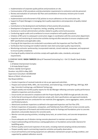 Riyadh, Job Seekers, QA/QC Engineer - Civil