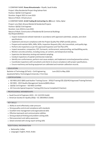 Riyadh, Job Seekers, QA/QC Engineer - Civil