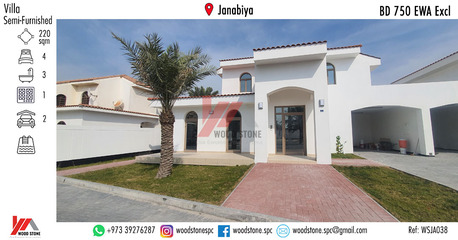 Janabiya, Villas, BHD 750,  220 Sq. Meter,  Semi-furnished 4 Bedroom Villa, Janabiya - BD 750 Excl WSJA038