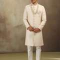 INR 12299,  Off White Silk Sherwani With Dori Work