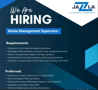 Jubail, Temp Jobs, Requirement For: Pest Control Technician ; Waste Mgmnt Sup. ; Gen. Op.Asst