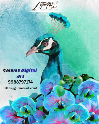 Punjab, Household Items, Peacock Digital Painting Chandigarh Near Me | Guramar Art