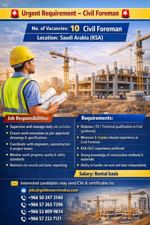 Khobar, Jobs, CIVIL ENGGINEER