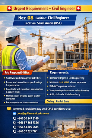 Khobar, Jobs, CIVIL ENGGINEER