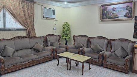 Jeddah, Furniture, SAR 490,  Elegant 7-Seater Sofa Set + 2 Heavy Marble Center Tables (Excellent Condition)