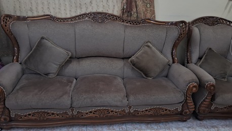 Jeddah, Furniture, SAR 490,  Elegant 7-Seater Sofa Set + 2 Heavy Marble Center Tables (Excellent Condition)
