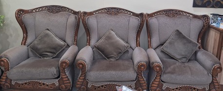 Jeddah, Furniture, SAR 490,  Elegant 7-Seater Sofa Set + 2 Heavy Marble Center Tables (Excellent Condition)