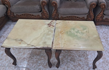 Jeddah, Furniture, SAR 490,  Elegant 7-Seater Sofa Set + 2 Heavy Marble Center Tables (Excellent Condition)