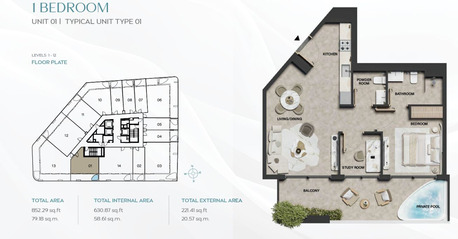 Dubai, Real Estate For Sale, AED 1,  1 BR,  880 Sq. Feet,  Hadley Heights 2, 1Bedroom 880.38 Sq.ft. With Balcony Pool.