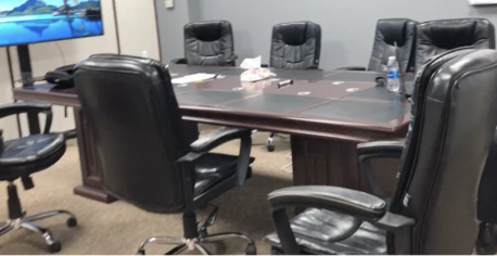 Al Malaz, Furniture, SAR 500,  Large 8 Seater Wooden Executive Office Meeting Table In Excellent Condition