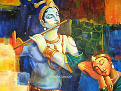 Mumbai, Household Items, Radha Krishna Abstract Canvas Painting