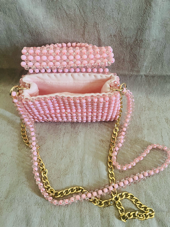 Al Mahjar, Purses & Wallets, SAR 230,  Bead Bag (Soft Pink Color) For Ladies