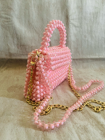 Al Mahjar, Purses & Wallets, SAR 230,  Bead Bag (Soft Pink Color) For Ladies