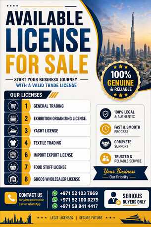 Dubai, Businesses For Sale, Trade License For Sale