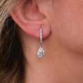 GBP 1950,  Pear Halo Diamond Drop Earrings | Elegant Radiant Dangle UK