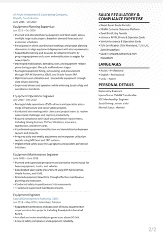 Riyadh, Job Seekers, Equipment Operations, Logistics & Transportation, Project Planning Professional