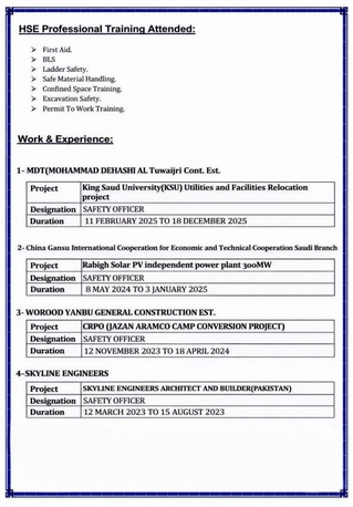 Jeddah, Job Seekers, SAFETY OFFICEIER/SUPERVISOR