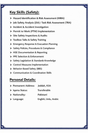 Jeddah, Job Seekers, SAFETY OFFICEIER/SUPERVISOR