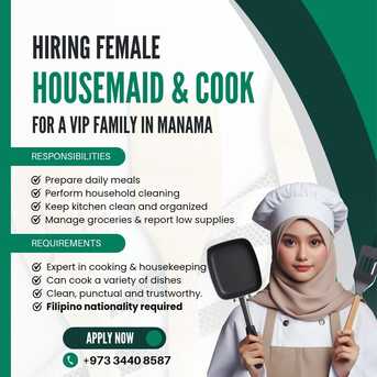 Manama, Jobs, Female Cook