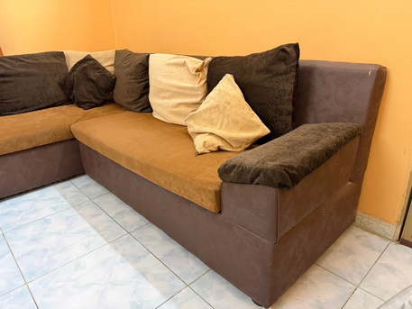 Al Sulaymaniyyah, Furniture, SAR 399,  Large 3-Piece Modular Sectional Sofa &ndash; Brown/Tan Scheme