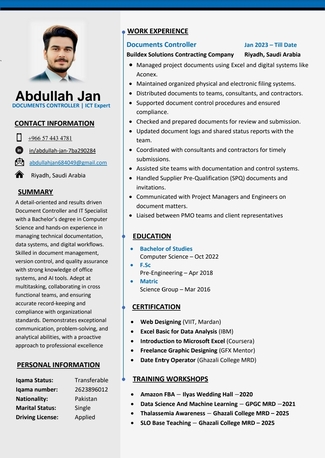 Riyadh, Job Seekers, Documents Controller, Drafts Controller