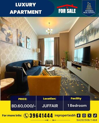 Juffair, Apartments/Houses, BHD 60000/month,  Furnished,  1 BR,  80 Sq. Meter,  1 BHK Luxury Apartment For Sale In Juffair &ndash; BD 60,000/-
