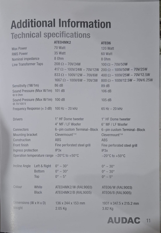 Jeddah, Electronics, SAR 800,  Audac ATEO6/B Wall Speaker With Clever Mount