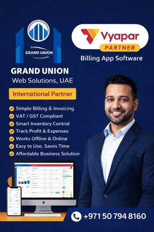 Dubai, Mobile Apps, Vyapar App Software Partner In The UAE And International, Grand Union Web Solutions
