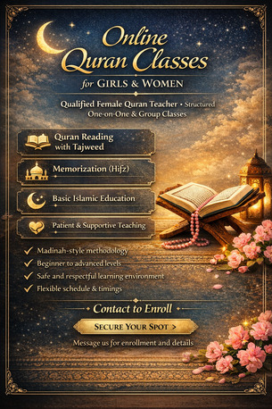 Madinah, Lessons Offered, Online Female Quran Teacher Available