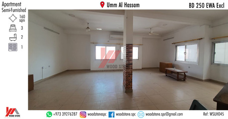 Umm Al Hassam, Apartments, Flats, Houses & Villas, BHD 250/month,  3 BR,  160 Sq. Meter,  Semi-furnished 3 Bedroom Apartment, Umm Al Hassam - BD 250 Excl WSUH045