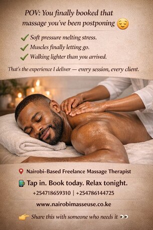Nairobi, Health, Book That Massage You&rsquo;ve Been Postponing +254718659310