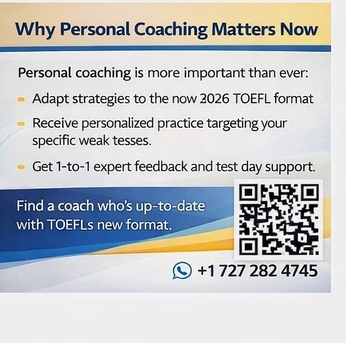 Riyadh, Lessons Offered, TOEFL IBT Home Edition &ndash; Personal Coaching For The Updated Test Format