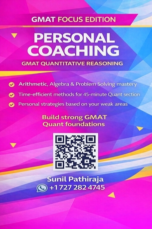 Riyadh, Lessons Offered, GMAT Focus Edition &ndash; Personal 1-to-1 Coaching With Sunil Pathiraja