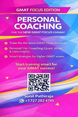 Riyadh, Lessons Offered, GMAT Focus Edition &ndash; Personal 1-to-1 Coaching With Sunil Pathiraja