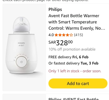 Jeddah, Baby & Kid Stuff, SAR 175,  Philips Fast Bottle Warmer With Smart Temperature Control:  Premium Model. Like New