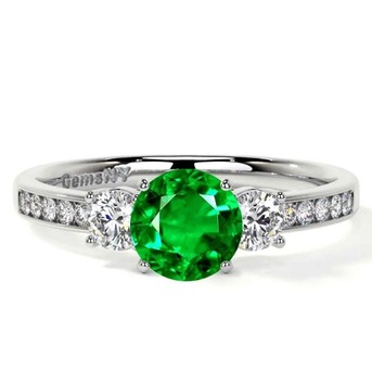 New York, Jewelry, USD 4998,  Purchase Natural Emerald Ring &ndash; 1.20cttw Round Solitaire At GemsNY