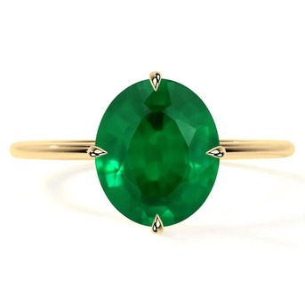 New York, Jewelry, USD 2549,  Natural Oval Cut Emerald Solitaire Ring Online - Buy Now
