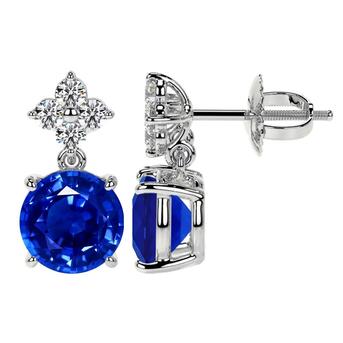 New York, Jewelry, USD 1267,  Blue Sapphire Round Shape Diamond Earrings