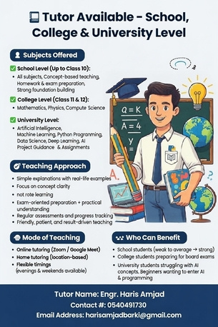 Dammam, Lessons Offered, Professional Home & Online Tutor For School, College And University Students