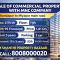 INR 18100000,  2175 Sq. Feet,  Sale Of Commercial Property With MNC COMPANY At Kondapur To Miyapur Main Road.