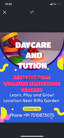 Riffa, Daycare, Day Care, Tuition And After School Care By Qualified Montessori Teacher