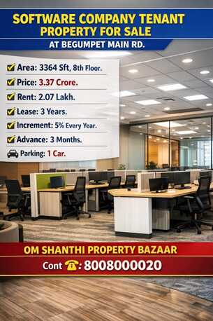 Hyderabad, Offices, INR 33700000,  3364 Sq. Feet,  Sale Of Commercial Property With Software Company At Begumpet Main Road.