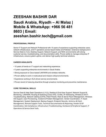 Al Malaz, Job Seekers, Network Engineer | Network Support Engineer With 10 Years Of Experience.