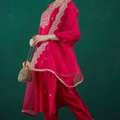 GBP 45,  Embroidered Chanderi Silk Pink Eid Salwar Kameez With Dupatta