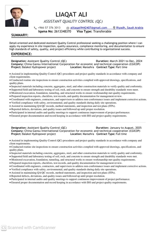 Riyadh, Job Seekers, Assistant Quality Control (QC)