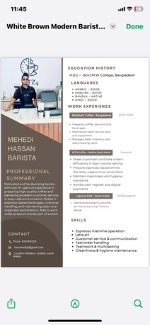 Riyadh, Job Seekers, I Am A Skilled Barista.