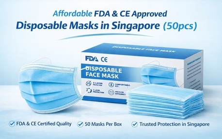 Singapore, Health & Beauty Items, Affordable FDA & CE Approved Disposable Masks In Singapore (50pcs)