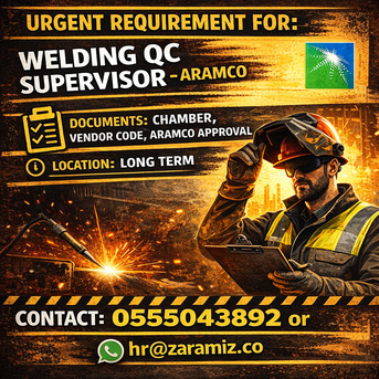 Dammam, Jobs, URGENT REQUIREMENT FOR WELDING QC SUPERVISOR WITH ARAMCO