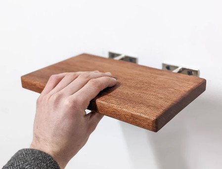 New York, Furniture, Custom Thin Floating Shelf Mahogany Minimalism